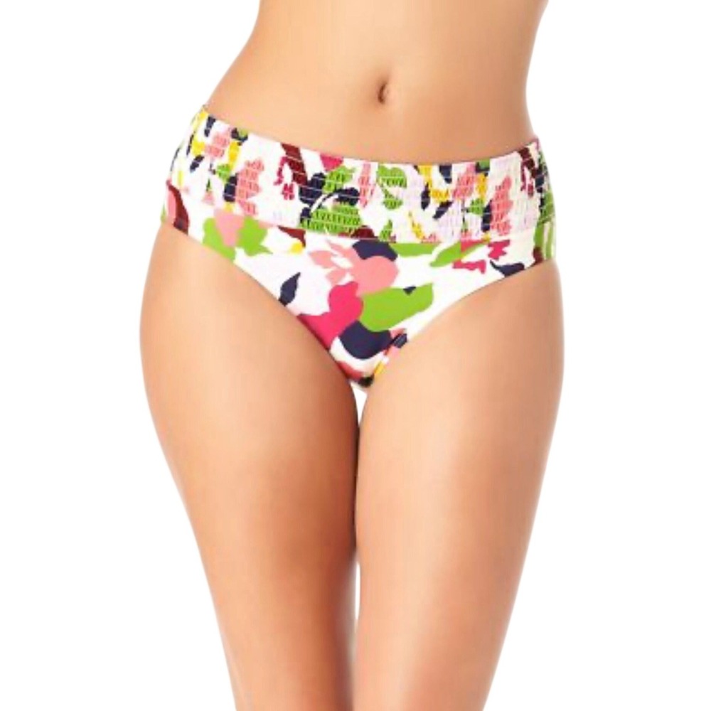 Anne Cole Smocked Waist Low Rise Bikini Bottom – Multicolor – Size M – Brand New